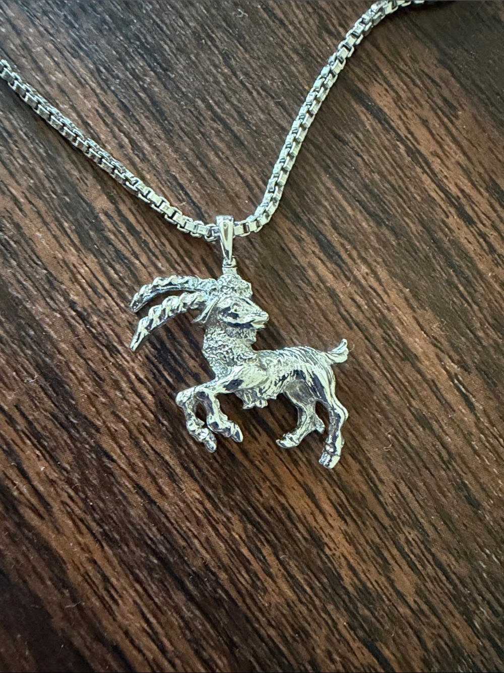 Monet vintage Silver-Tone Goat Pendant Necklace